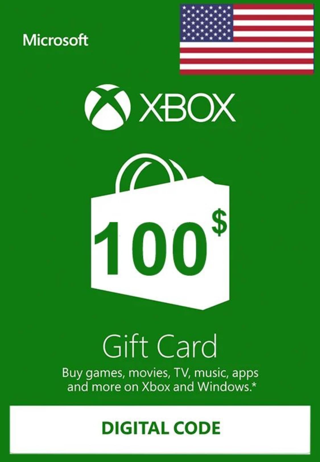 XBOX Live Gift Card 100 USD/US Dollars/$ for USA product image